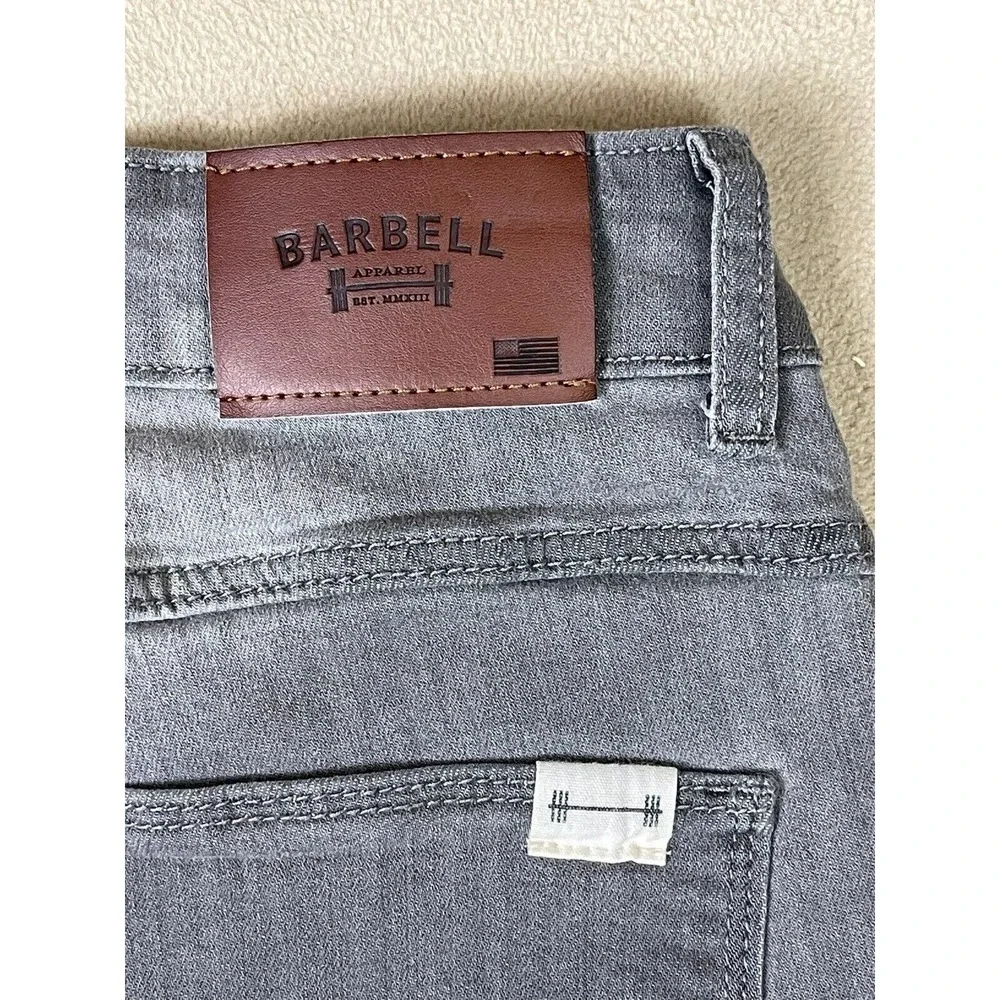 Barbell Jeans Mens 28 Gray Straight Mid‎ Rise Logo Pockets Preppy Adult